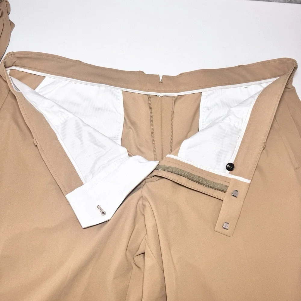 Sene FlexTech Travel Suit Mens Custom Made Unstructured Stretch 46-48L Khaki Tan